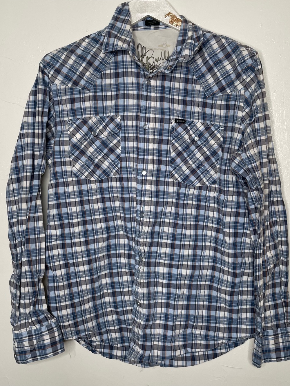 BULLHEAD WOMENS WESTERN PEARL SNAP BUTTON DOWN SHIRT SZ LARGE